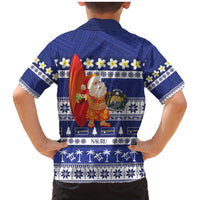 Nauru Christmas Family Matching Mermaid Dress and Hawaiian Shirt Cute Santa Coat Of Arms Merry Xmas LT14 - Polynesian Pride