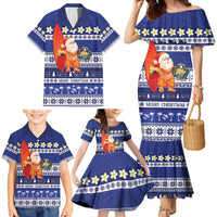 Nauru Christmas Family Matching Mermaid Dress and Hawaiian Shirt Cute Santa Coat Of Arms Merry Xmas LT14 - Polynesian Pride