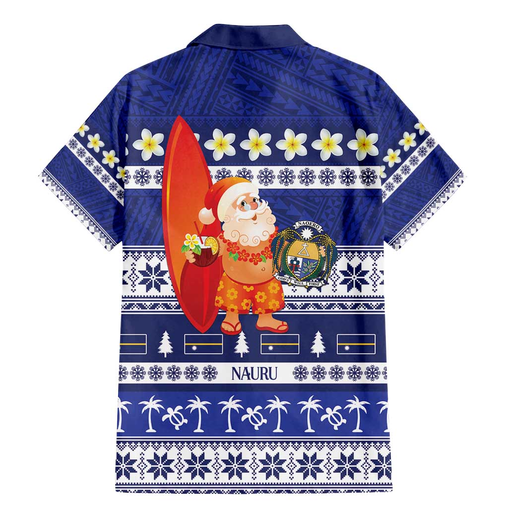 Nauru Christmas Family Matching Mermaid Dress and Hawaiian Shirt Cute Santa Coat Of Arms Merry Xmas LT14 - Polynesian Pride