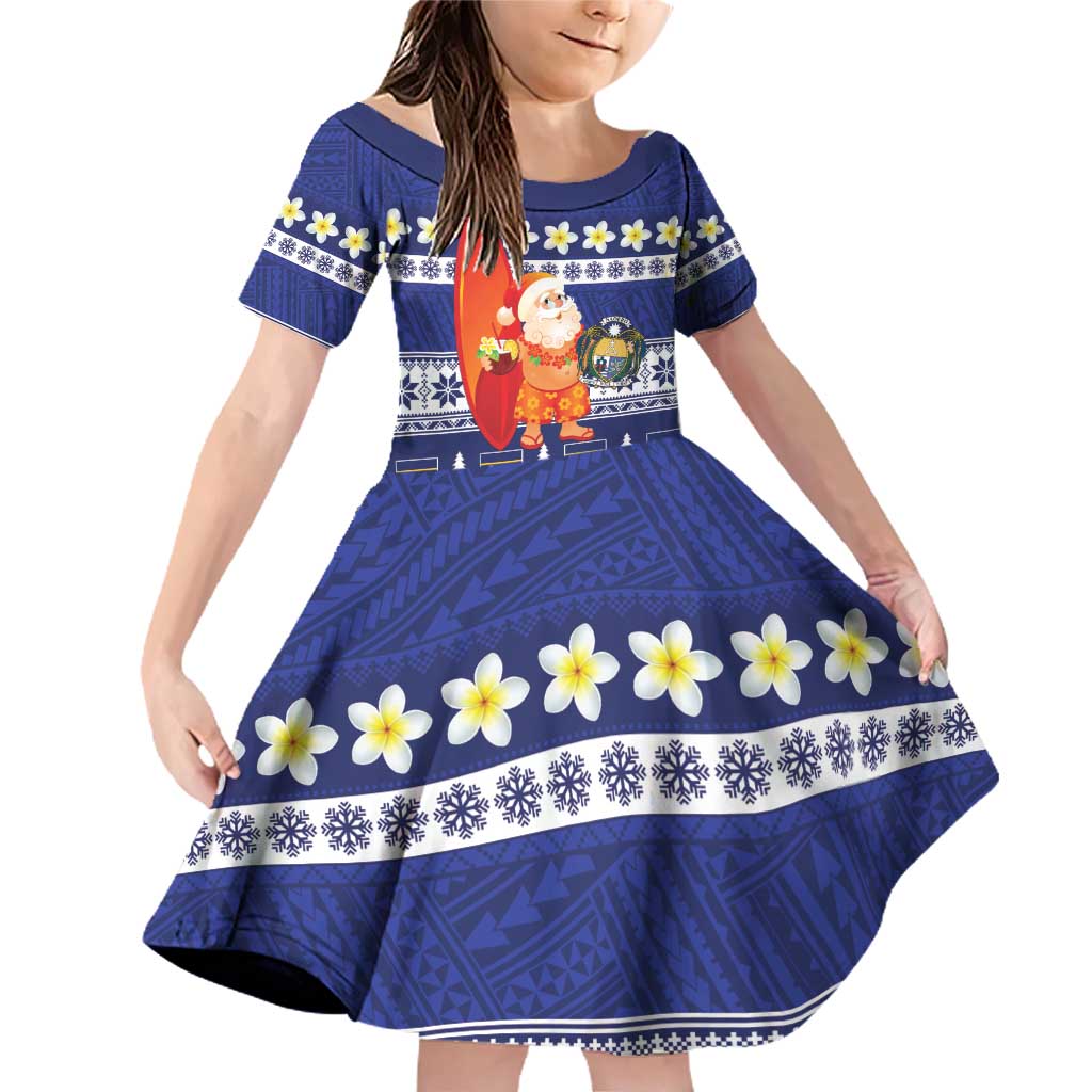 Nauru Christmas Family Matching Off Shoulder Short Dress and Hawaiian Shirt Cute Santa Coat Of Arms Merry Xmas - Polynesian Pride