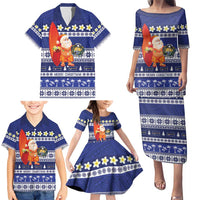 Nauru Christmas Family Matching Puletasi and Hawaiian Shirt Cute Santa Coat Of Arms Merry Xmas LT14 - Polynesian Pride