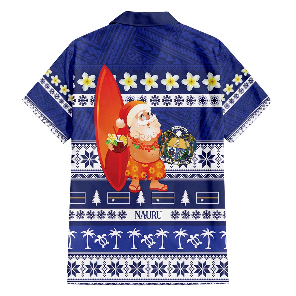 Nauru Christmas Family Matching Puletasi and Hawaiian Shirt Cute Santa Coat Of Arms Merry Xmas LT14 - Polynesian Pride