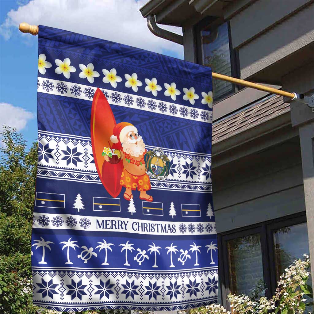 Nauru Christmas Garden Flag Cute Santa Coat Of Arms Merry Xmas - Polynesian Pride