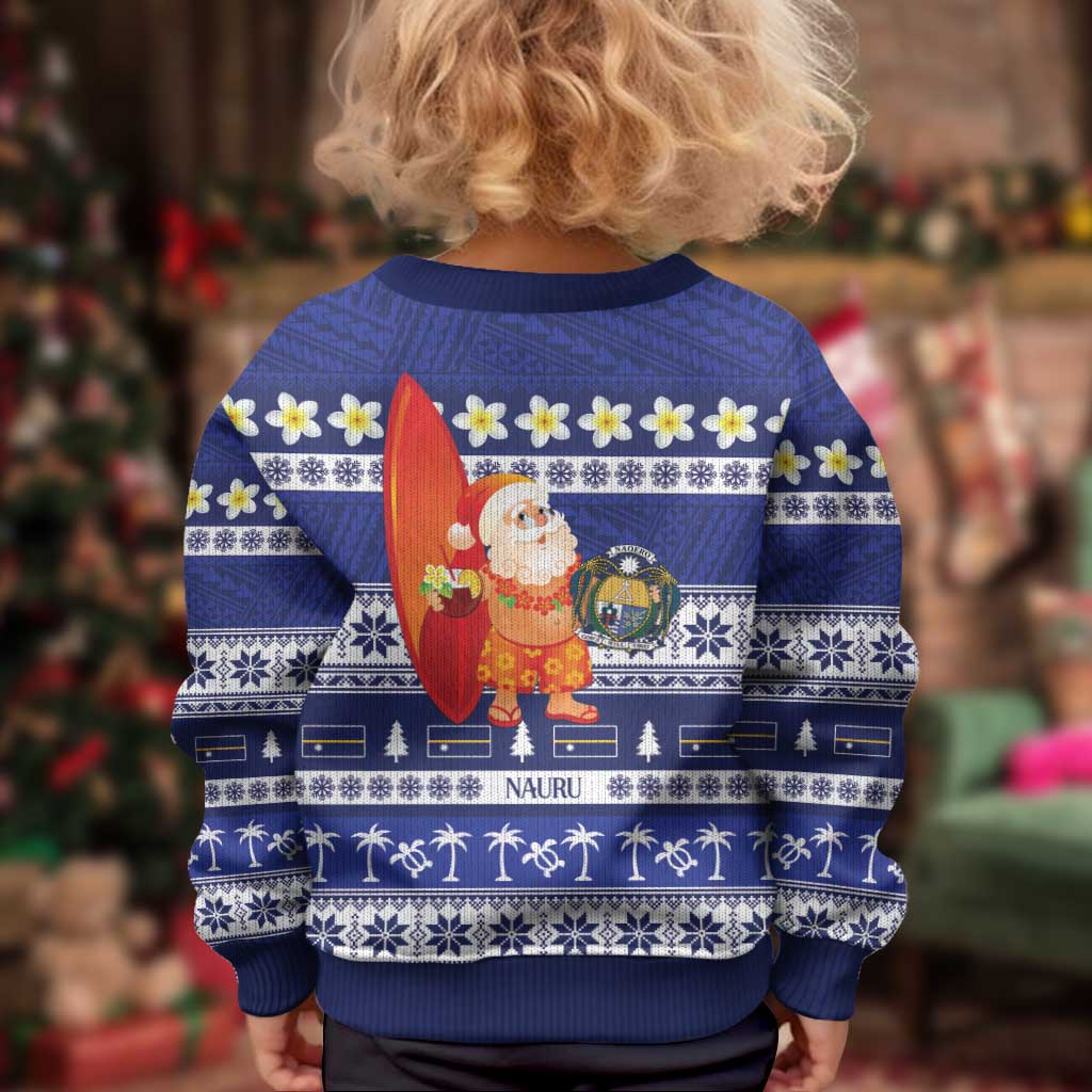 Nauru Christmas Kid Ugly Christmas Sweater Cute Santa Coat Of Arms Merry Xmas LT14 - Polynesian Pride