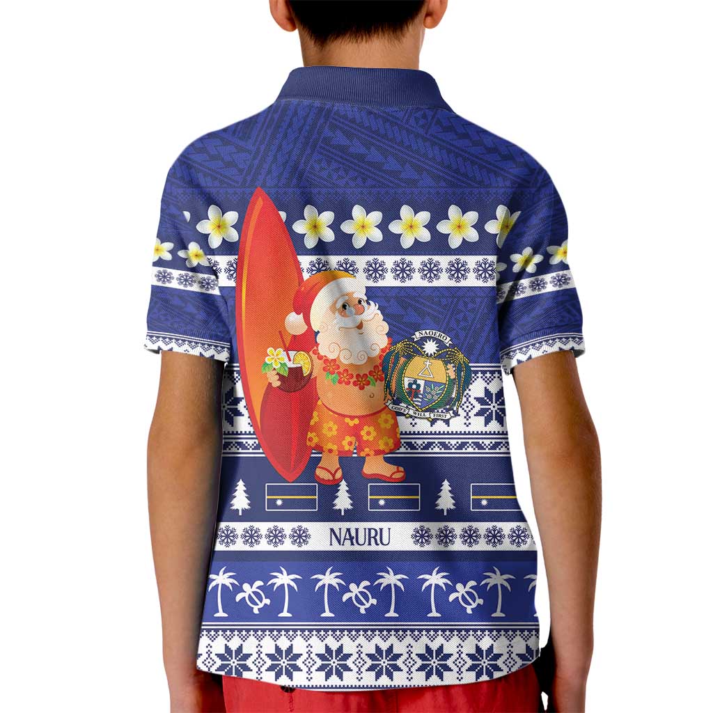 Nauru Christmas Kid Polo Shirt Cute Santa Coat Of Arms Merry Xmas LT14 - Polynesian Pride