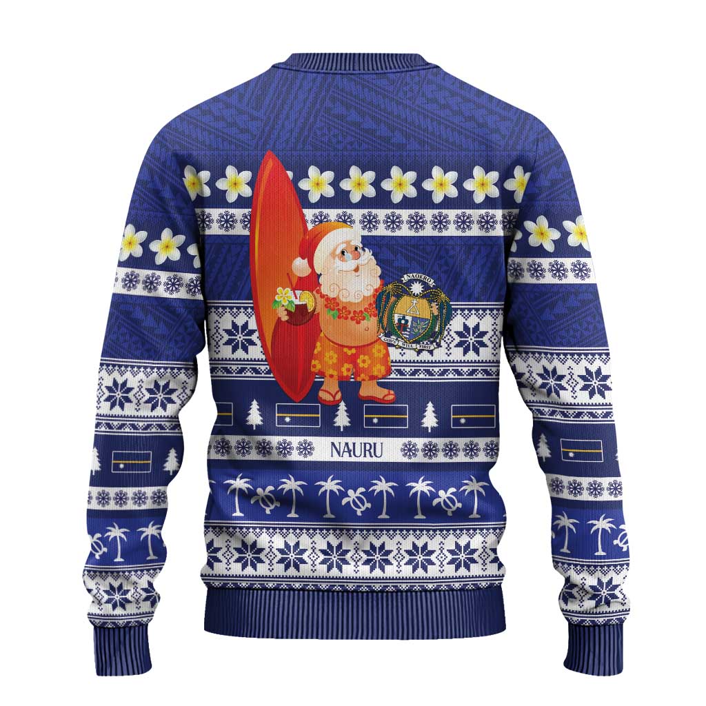 Nauru Christmas Ugly Christmas Sweater Cute Santa Coat Of Arms Merry Xmas - Polynesian Pride