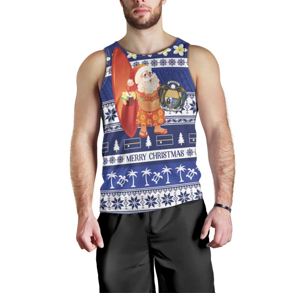 Nauru Christmas Men Tank Top Cute Santa Coat Of Arms Merry Xmas LT14 - Polynesian Pride