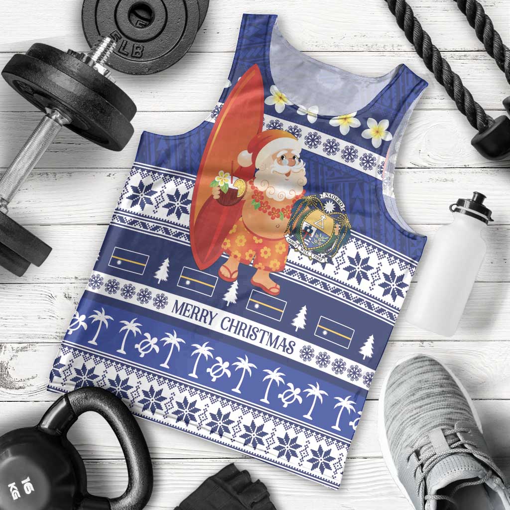 Nauru Christmas Men Tank Top Cute Santa Coat Of Arms Merry Xmas LT14 - Polynesian Pride