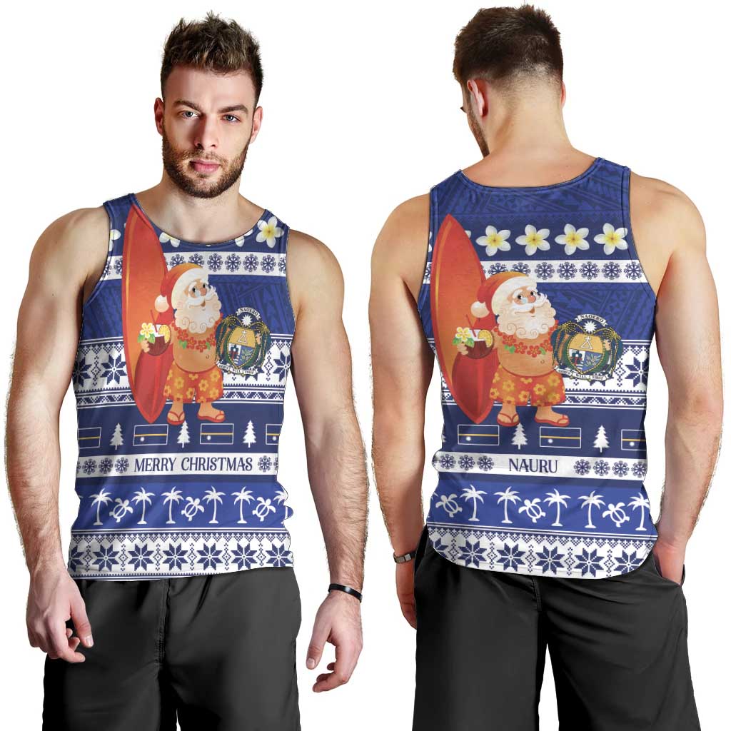 Nauru Christmas Men Tank Top Cute Santa Coat Of Arms Merry Xmas LT14 - Polynesian Pride