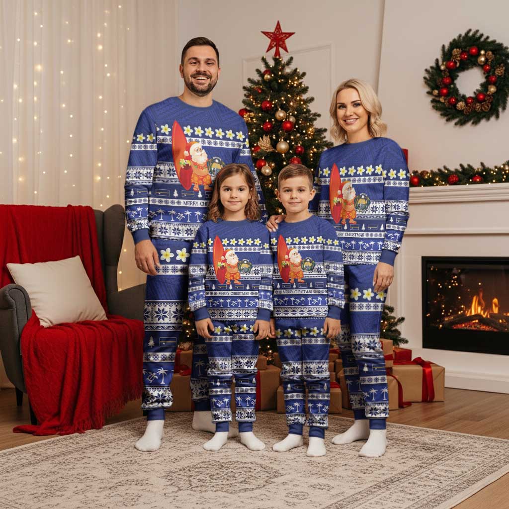 Nauru Christmas Pajama Set Cute Santa Coat Of Arms Merry Xmas - Polynesian Pride