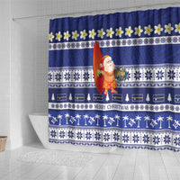 Nauru Christmas Shower Curtain Cute Santa Coat Of Arms Merry Xmas LT14 - Polynesian Pride
