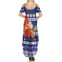 Nauru Christmas Summer Maxi Dress Cute Santa Coat Of Arms Merry Xmas LT14 - Polynesian Pride