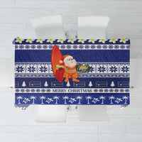 Nauru Christmas Tablecloth Cute Santa Coat Of Arms Merry Xmas LT14 Navy Blue - Polynesian Pride
