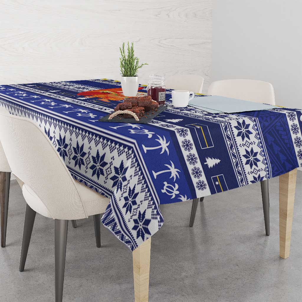Nauru Christmas Tablecloth Cute Santa Coat Of Arms Merry Xmas LT14 - Polynesian Pride