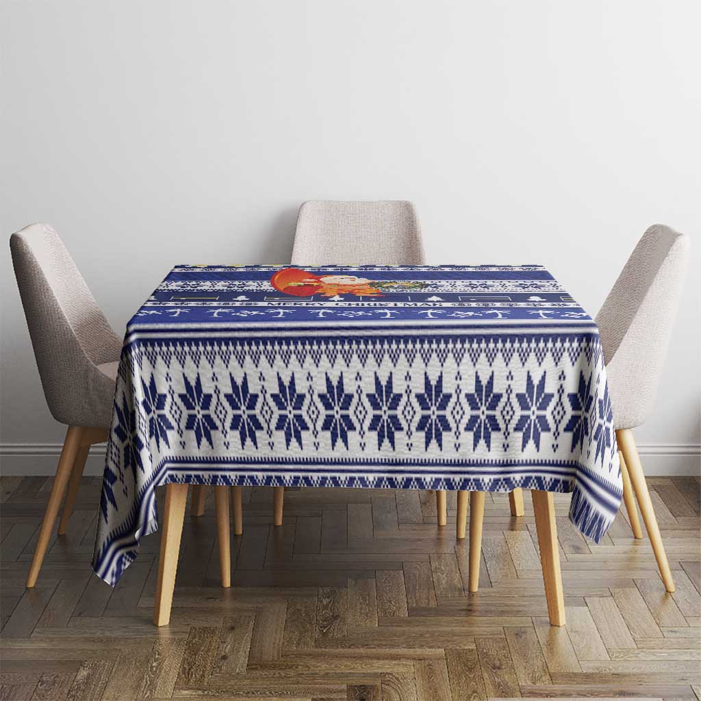 Nauru Christmas Tablecloth Cute Santa Coat Of Arms Merry Xmas LT14 - Polynesian Pride