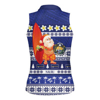 Nauru Christmas Women Sleeveless Polo Shirt Cute Santa Coat Of Arms Merry Xmas LT14 - Polynesian Pride