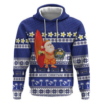 Nauru Christmas Zip Hoodie Cute Santa Coat Of Arms Merry Xmas LT14 Pullover Hoodie Navy Blue - Polynesian Pride