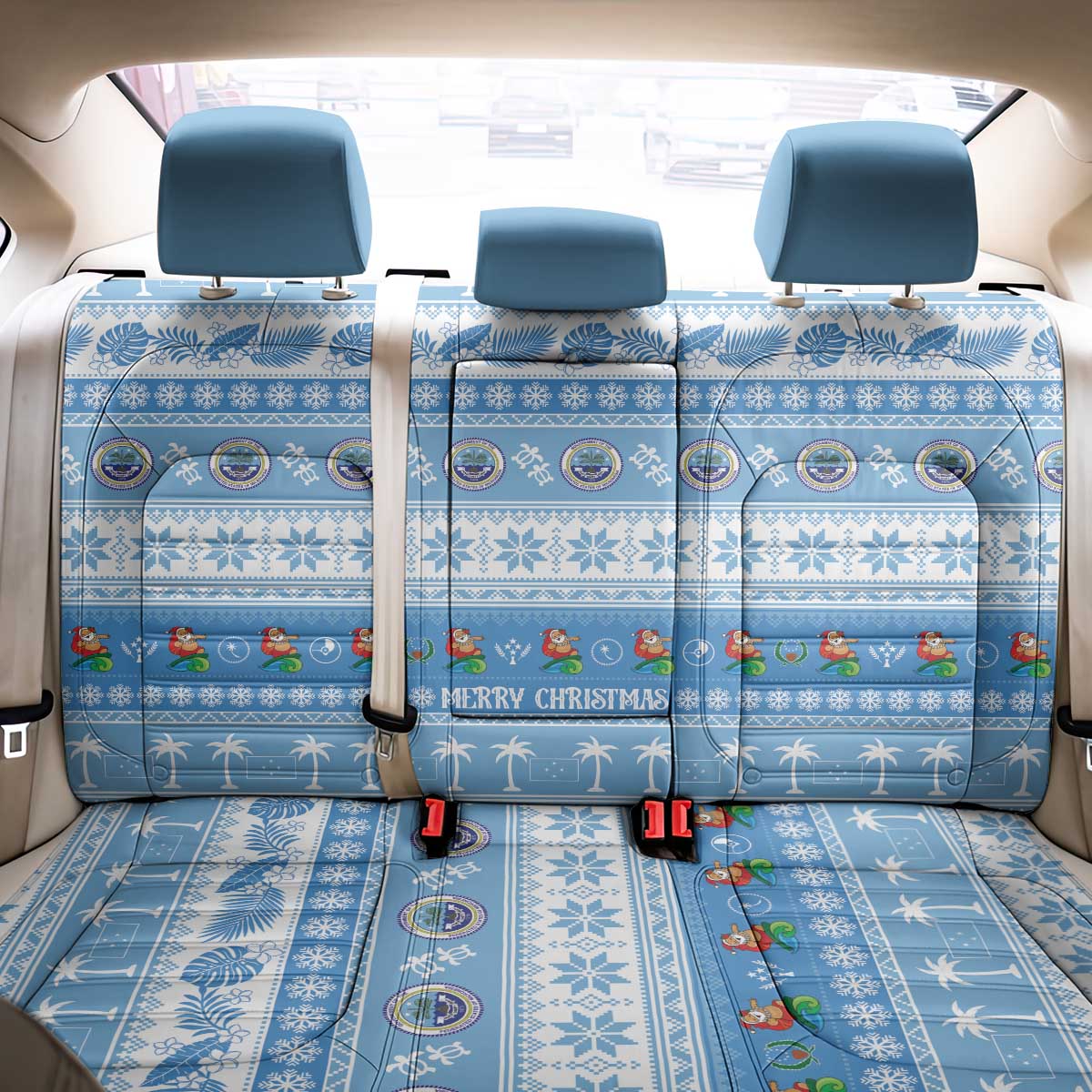 FSM Christmas Back Car Seat Cover Merry Xmas Federated States of Micronesia - Polynesian Pride