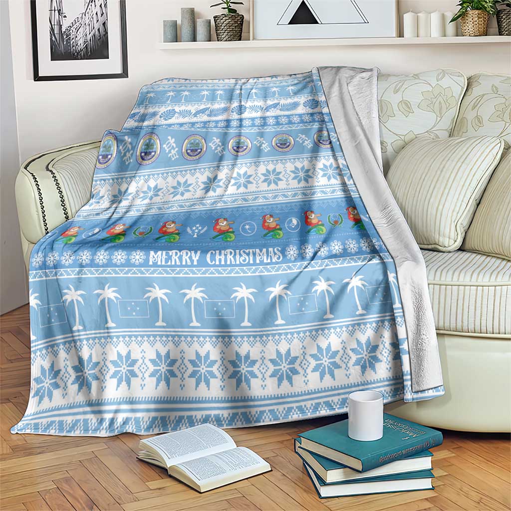 FSM Christmas Blanket Merry Xmas Federated States of Micronesia LT14 Blue - Polynesian Pride