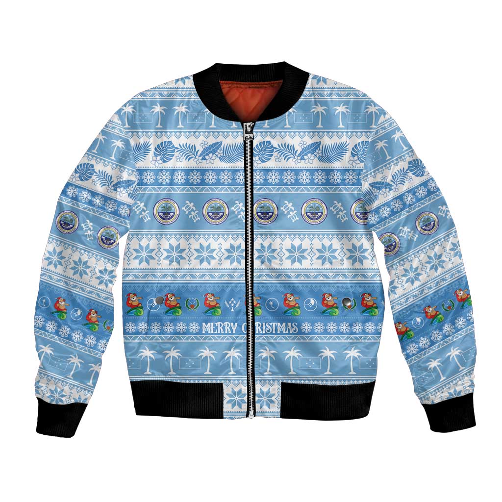FSM Christmas Bomber Jacket Merry Xmas Federated States of Micronesia - Polynesian Pride