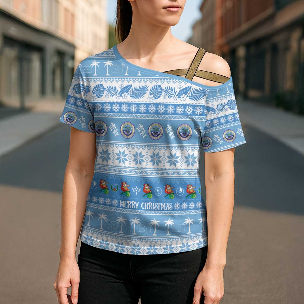 FSM Christmas Cross Shoulder Shirt Merry Xmas Federated States of Micronesia LT14 - Polynesian Pride