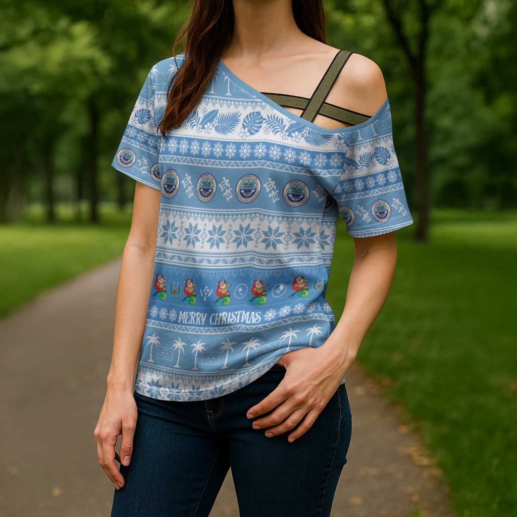 FSM Christmas Cross Shoulder Shirt Merry Xmas Federated States of Micronesia LT14 - Polynesian Pride