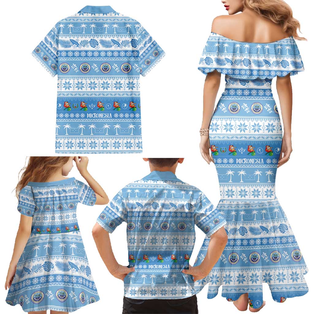 FSM Christmas Family Matching Mermaid Dress and Hawaiian Shirt Merry Xmas Federated States of Micronesia - Polynesian Pride