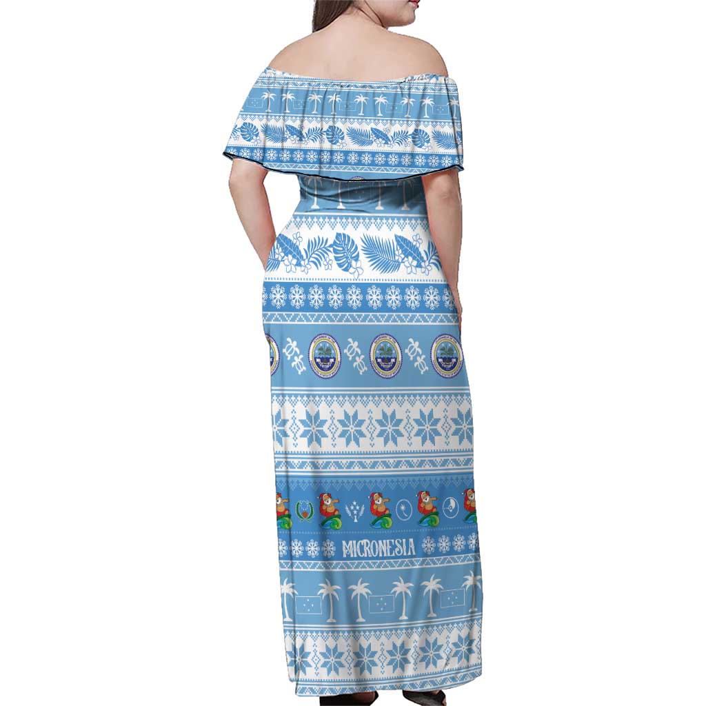 FSM Christmas Family Matching Off Shoulder Maxi Dress and Hawaiian Shirt Merry Xmas Federated States of Micronesia - Polynesian Pride