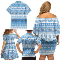 FSM Christmas Family Matching Off Shoulder Short Dress and Hawaiian Shirt Merry Xmas Federated States of Micronesia - Polynesian Pride