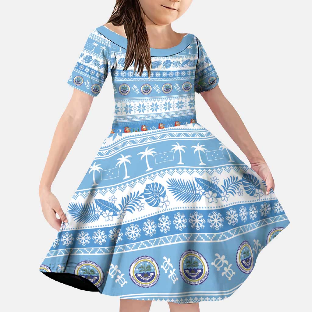 FSM Christmas Family Matching Short Sleeve Bodycon Dress and Hawaiian Shirt Merry Xmas Federated States of Micronesia - Polynesian Pride