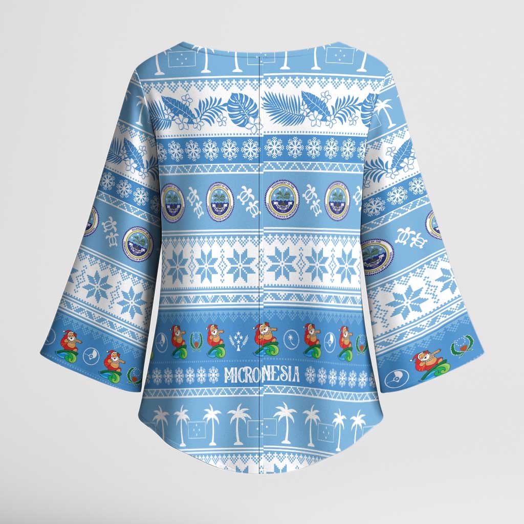 FSM Christmas Kimono Sleeve Blouse Merry Xmas Federated States of Micronesia LT14 - Polynesian Pride