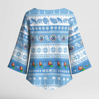 FSM Christmas Kimono Sleeve Blouse Merry Xmas Federated States of Micronesia LT14 - Polynesian Pride