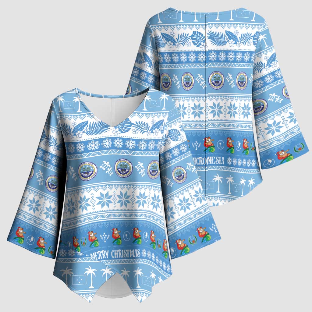 FSM Christmas Kimono Sleeve Blouse Merry Xmas Federated States of Micronesia LT14 - Polynesian Pride