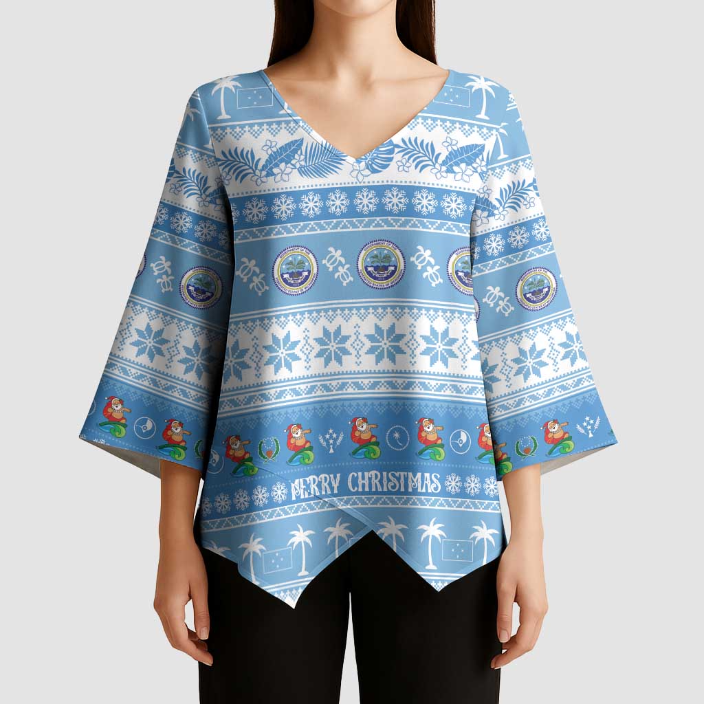 FSM Christmas Kimono Sleeve Blouse Merry Xmas Federated States of Micronesia LT14 - Polynesian Pride