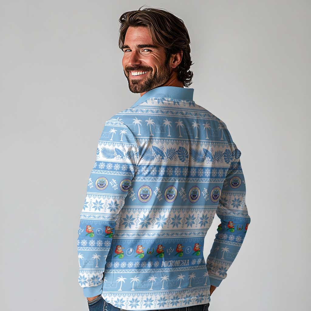 FSM Christmas Long Sleeve Polo Shirt Merry Xmas Federated States of Micronesia LT14 - Polynesian Pride
