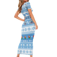 FSM Christmas Short Sleeve Bodycon Dress Merry Xmas Federated States of Micronesia LT14 - Polynesian Pride