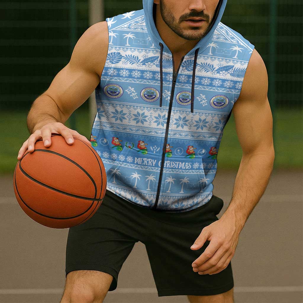 FSM Christmas Sleeveless Zip Hoodie Merry Xmas Federated States of Micronesia LT14 - Polynesian Pride