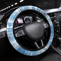FSM Christmas Steering Wheel Cover Merry Xmas Federated States of Micronesia LT14 Universal Fit Blue - Polynesian Pride