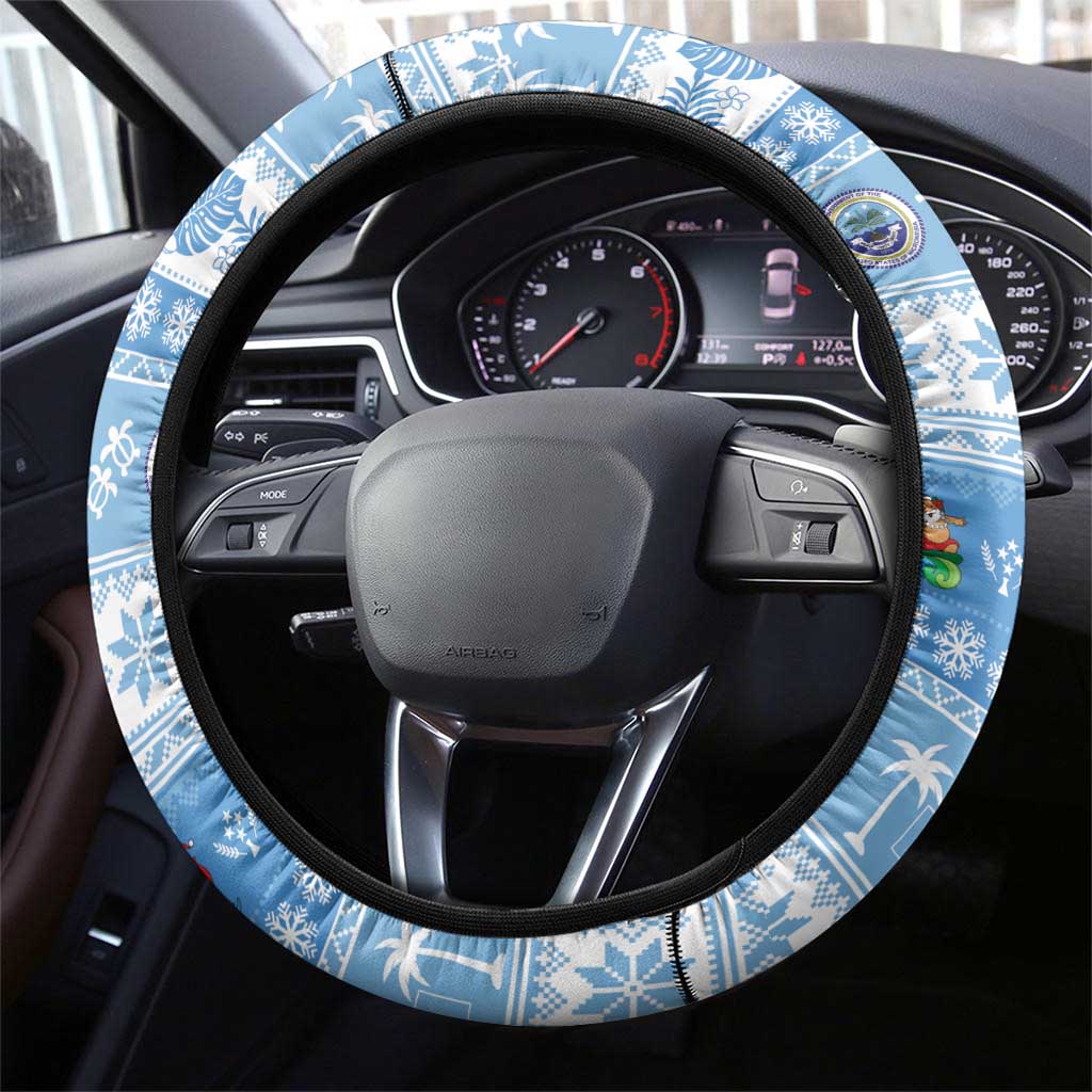 FSM Christmas Steering Wheel Cover Merry Xmas Federated States of Micronesia LT14 - Polynesian Pride