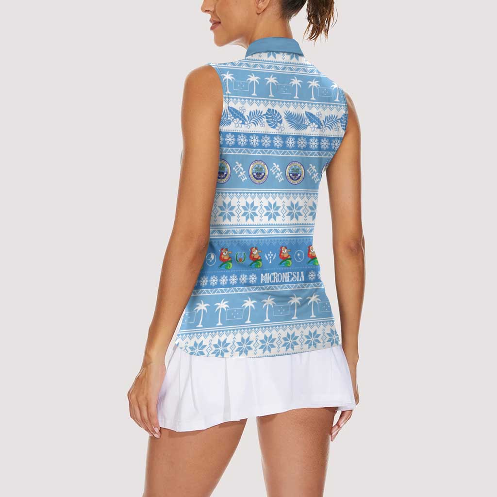 FSM Christmas Women Sleeveless Polo Shirt Merry Xmas Federated States of Micronesia - Polynesian Pride