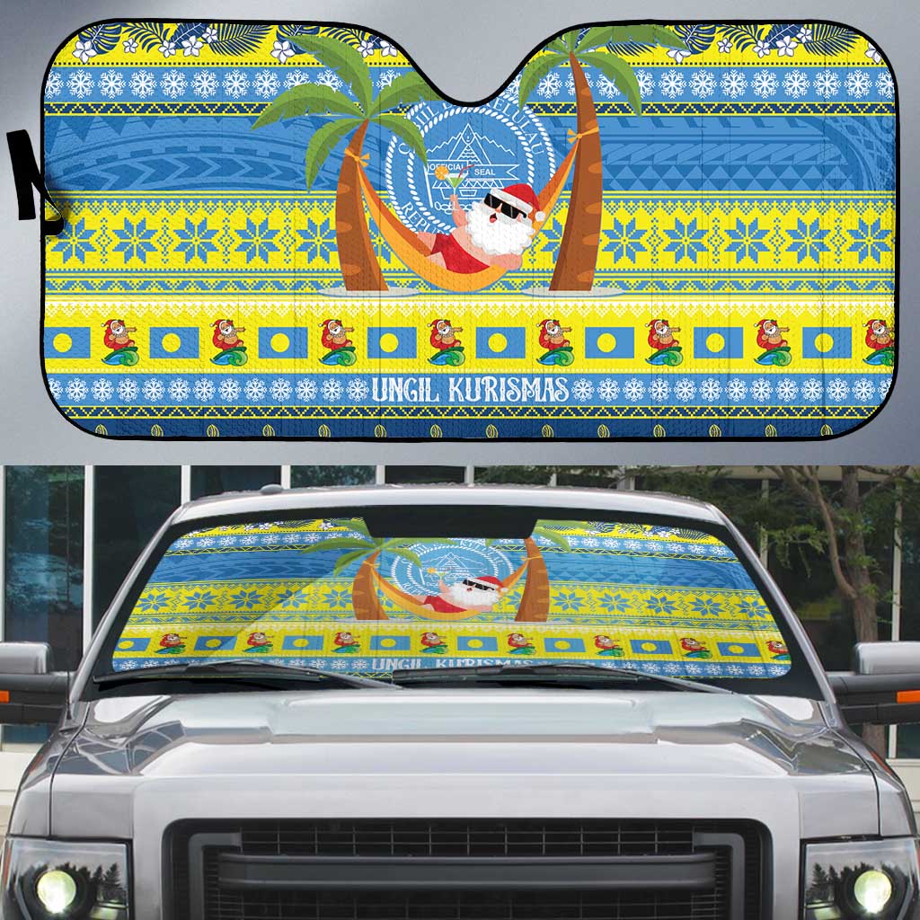Palau Christmas Auto Sun Shade Chilling Santa Ungil Kurismas - Polynesian Pride