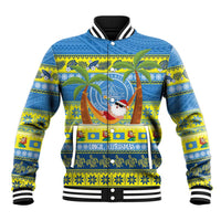 Palau Christmas Baseball Jacket Chilling Santa Ungil Kurismas LT14 Unisex Yellow - Polynesian Pride