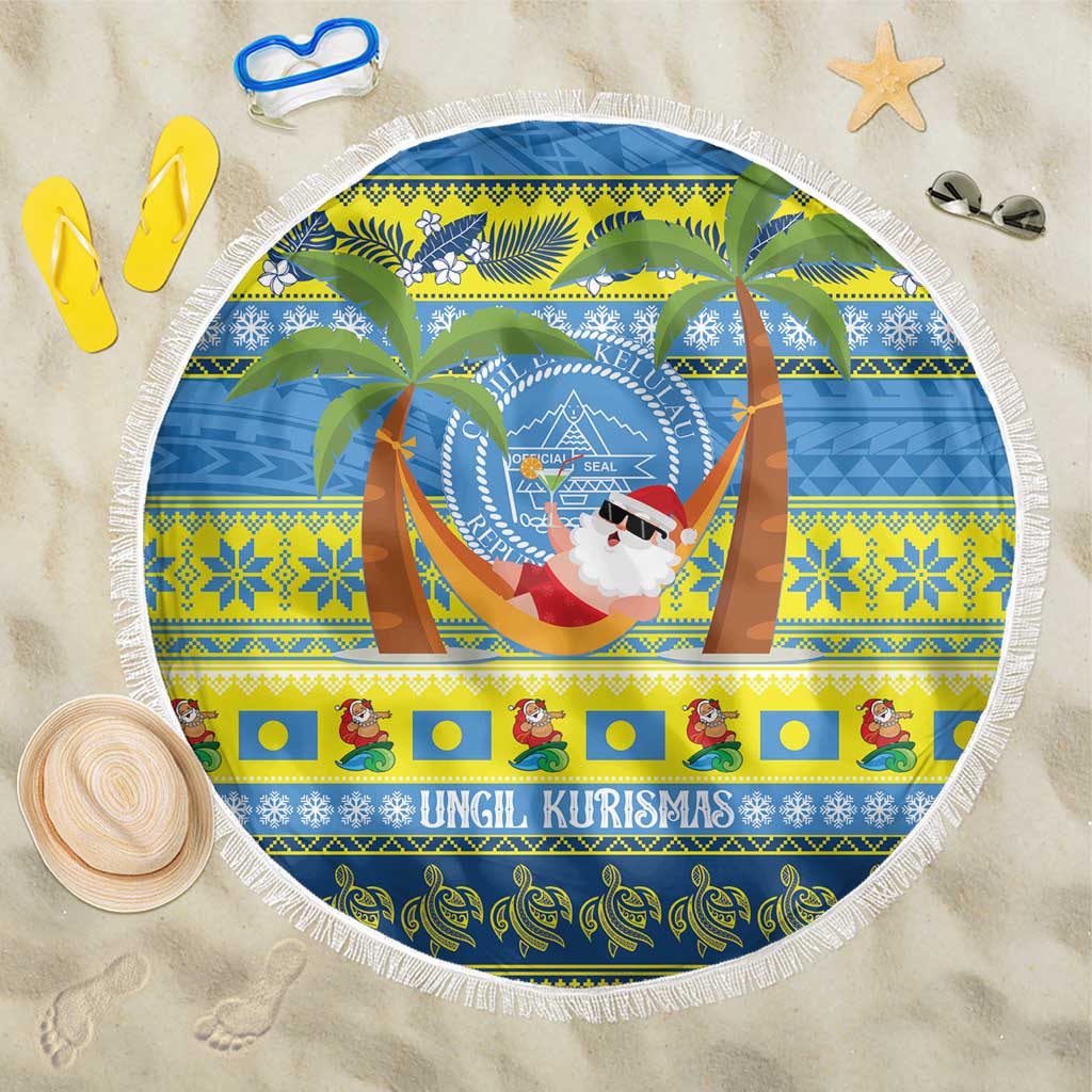 Palau Christmas Beach Blanket Chilling Santa Ungil Kurismas LT14 One Size 150cm Yellow - Polynesian Pride