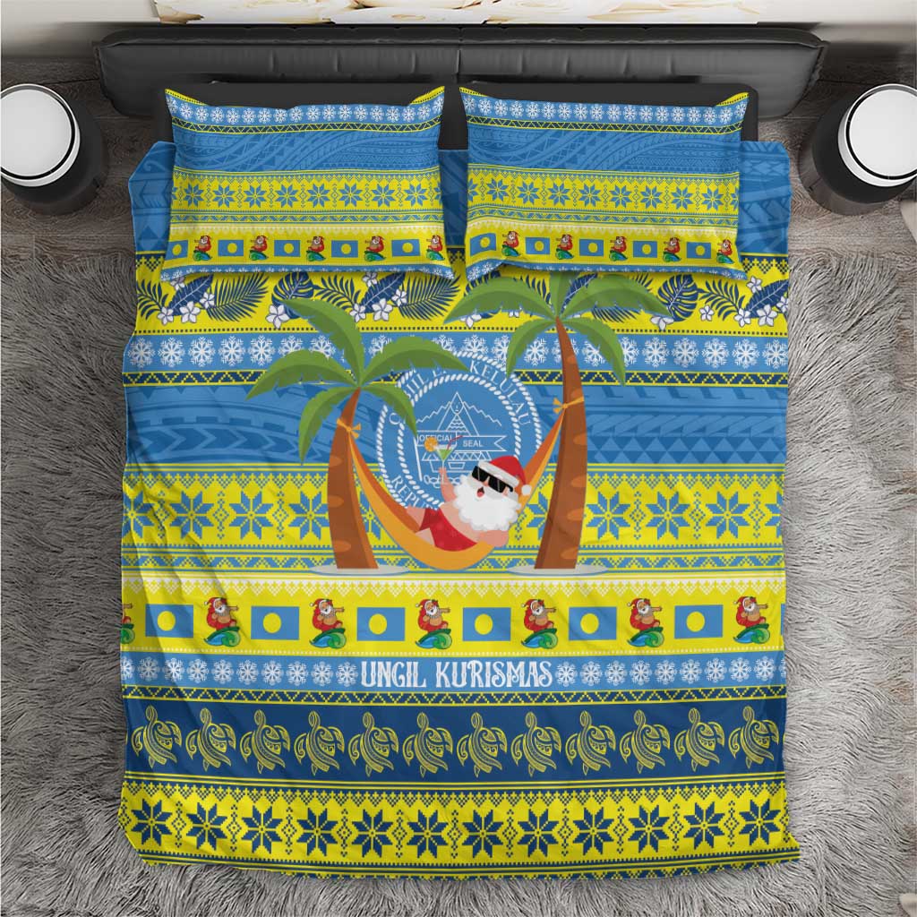 Palau Christmas Bedding Set Chilling Santa Ungil Kurismas LT14 Yellow - Polynesian Pride