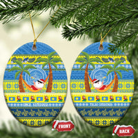 Palau Christmas Ceramic Ornament Chilling Santa Ungil Kurismas LT14 Oval Yellow - Polynesian Pride