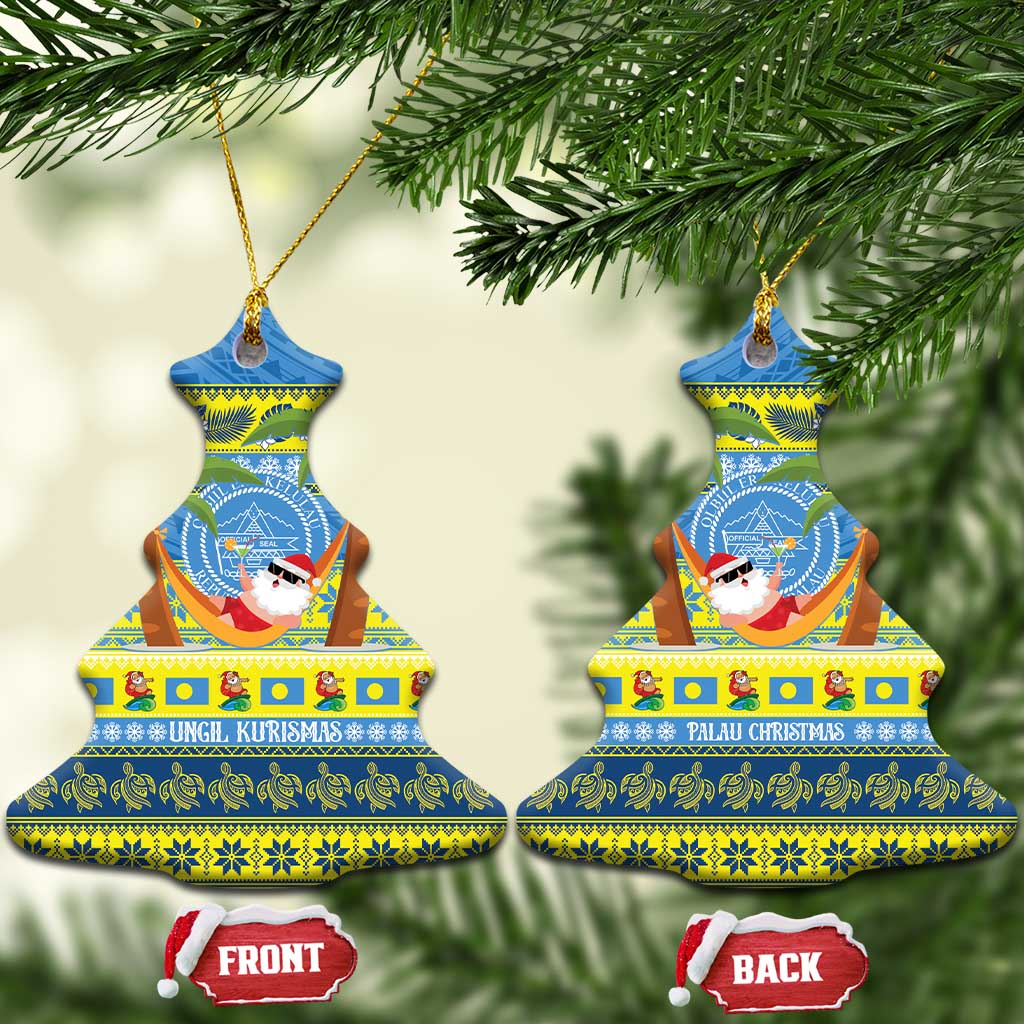 Palau Christmas Ceramic Ornament Chilling Santa Ungil Kurismas LT14 Christmas Tree Yellow - Polynesian Pride