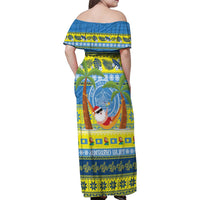 Palau Christmas Family Matching Off Shoulder Maxi Dress and Hawaiian Shirt Chilling Santa Ungil Kurismas - Polynesian Pride