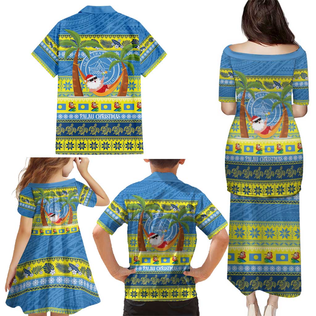 Palau Christmas Family Matching Puletasi and Hawaiian Shirt Chilling Santa Ungil Kurismas - Polynesian Pride