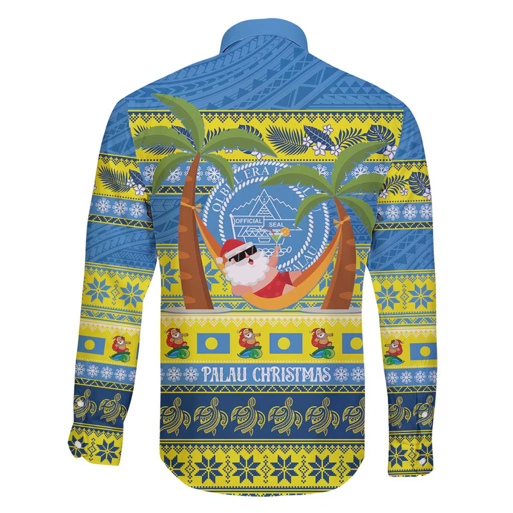 Palau Christmas Family Matching Short Sleeve Bodycon Dress and Hawaiian Shirt Chilling Santa Ungil Kurismas - Polynesian Pride