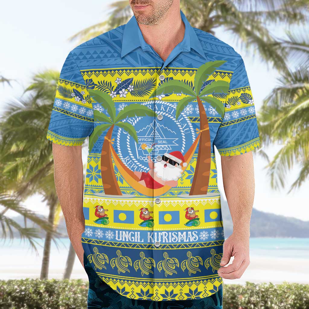 Palau Christmas Hawaiian Shirt Chilling Santa Ungil Kurismas - Polynesian Pride